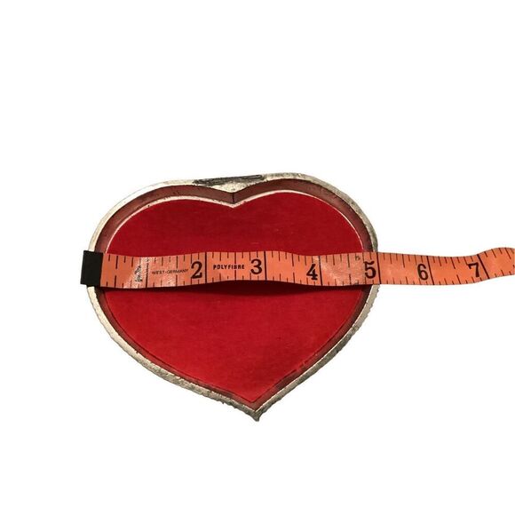 Time For Us Vintage Silver tone Metal Trinket Jewelry Box Flower Heart 3 Footed - Picture 6 of 13